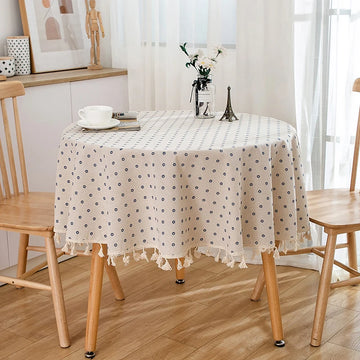 Qfdian Vintage Round Tablecloth Floral Table Cloth Washable Dust-Proof Table Cover for Kitchen Dinning Party Picnic Tabletop Decoration